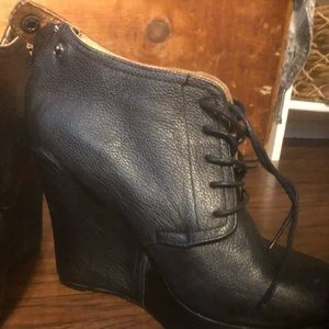 Leather platform ankle boots